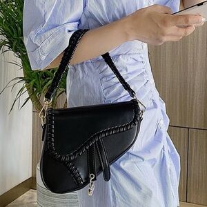 Amazon Black Braided Women's Shoulder Saddle Bag